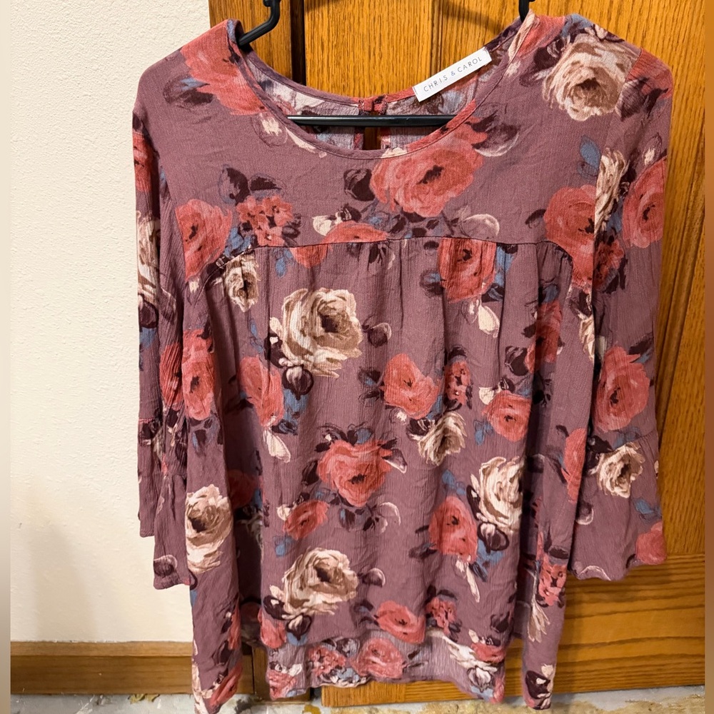 Chris & Carol Mauve Floral Blouse